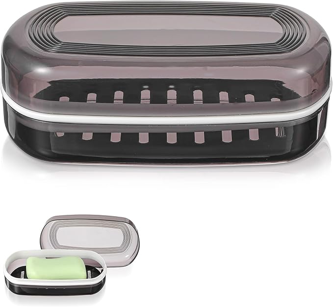 Shampoo Bar Holder Leak-Proof Travel Soap Case Black Soap Dish by Unknown