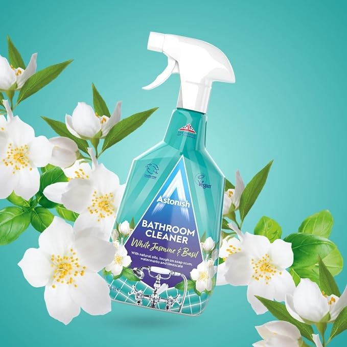 Astonish 750ml Streak-Free White Jasmine & Basil Foaming Bathroom Cleaner Spray - Image 4