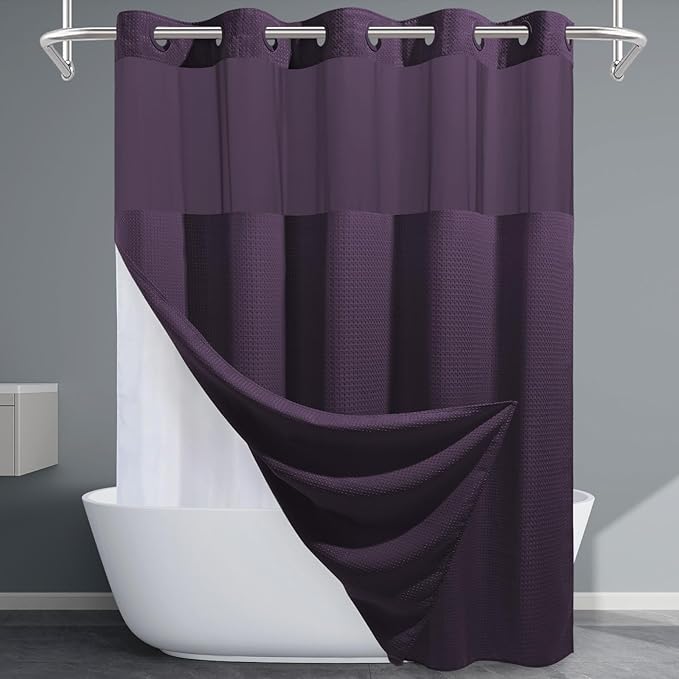 Purple Long Hotel Style Shower Curtain by EUTXL
