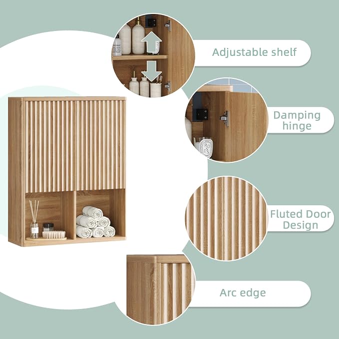 Bathroom Wall Cabinet, Over The Toilet Storage Cabinet, Curved Laundry Cabinet - Image 7