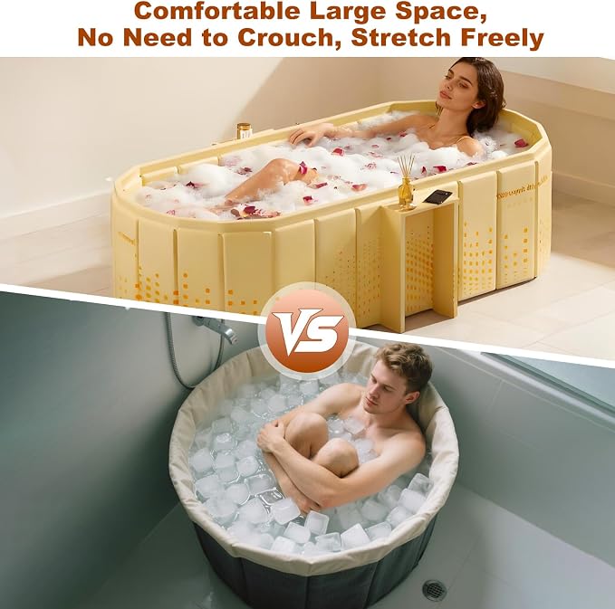 Portable Bathtub for Adult 47" Large Collapsible Cold Plunge Bathtub Foldable - Image 4