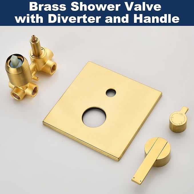 Gold Shower System with Tub Spout, All Metal Bathtub Shower Faucet Set with - Image 7