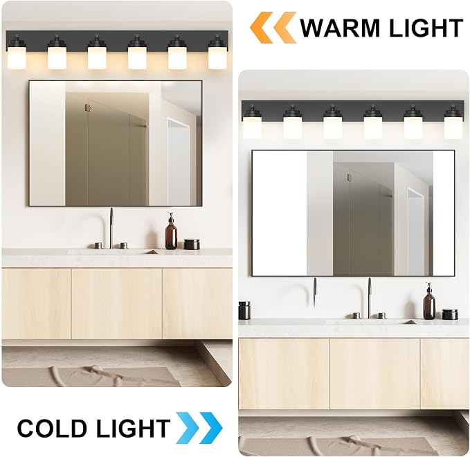 IZORRO Bathroom Vanity Light Fixture, 6-Light 43 Inch Matte Black Bathroom - Image 7
