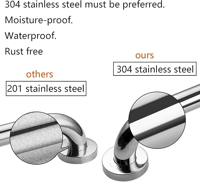 Shower Grab Bar, 2 Pack 12 Inch Bathroom Grab Bar, 304 Stainless Steel 1.25" - Image 4