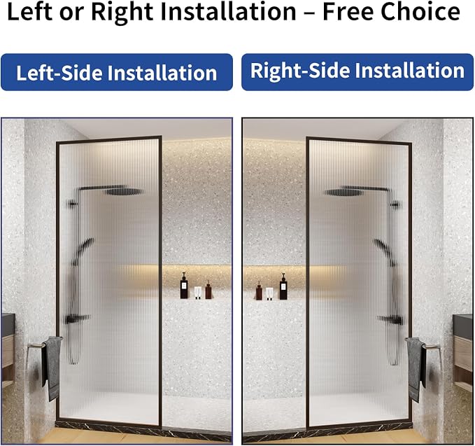 Dimaris Shower Door 30" X 78" Clear Tempered Fluted Glass Framed Shower Screen - Image 7