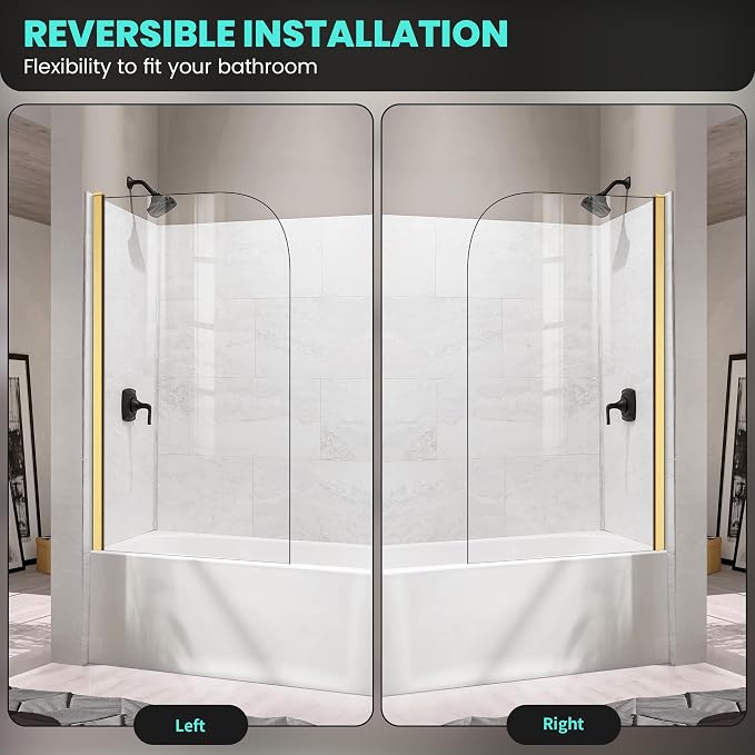Shower Glass Panel 24" W x 62" H Frameless Bathtub Door Single Fixed Shower - Image 6