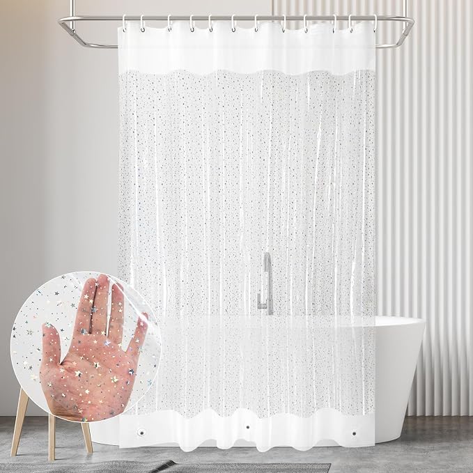 PEVA Shower Curtain, 72 x 72 Water Repellent Premium Bathroom Shower Curtain by DecorateYourLife