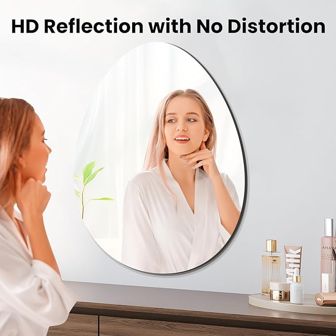 VASUHOME Drop Frameless Bathroom Mirror, 20 x 28 Inch Wall Vanity Mirror - Image 2