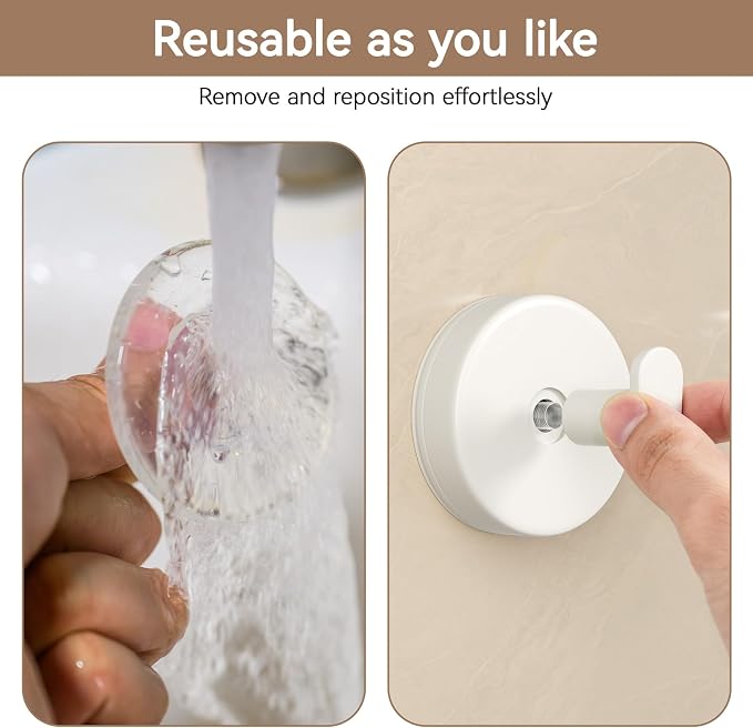 Suction Cup Hooks for Shower: 15 LB Strong Wall Hanger for Bathroom, Front door - Image 3