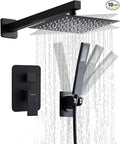 8 Inch Matte Black Shower Faucet Set by Hamckay