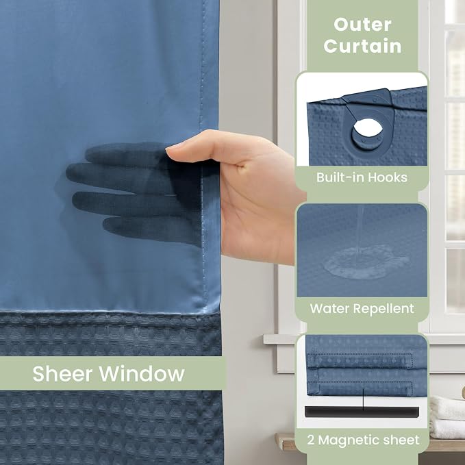 Inhousolu No Hook Shower Curtain - Image 4