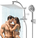 Hibbent All Metal Shower Head, 10 Sprays, Adhesive Showerhead Holder by Hibbent