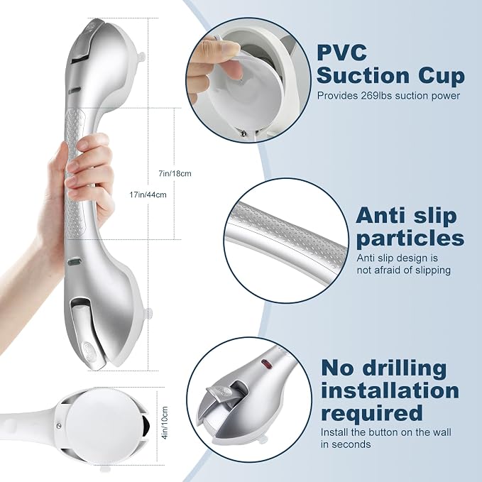 Shower Grab Bar 2 PCS Suction Grab Bars - Image 3