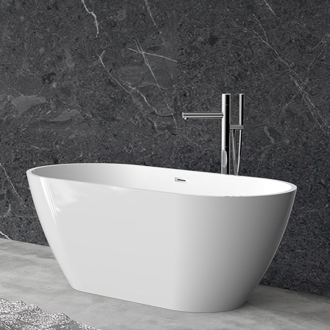 59" Acrylic Freestanding Bathtub, Modern Deep Soaking Tub, cUPC Certified Free - Image 8