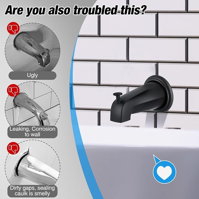 Dreyoo Metal Tub Spout Cover Ring, Bathtub Spout Trim Plate Ring - Image 4