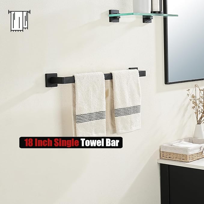 JQK Black Towel Bar, Rounded Edges 20.41 Inch Towel Rack, 304 Stainless Steel - Image 7