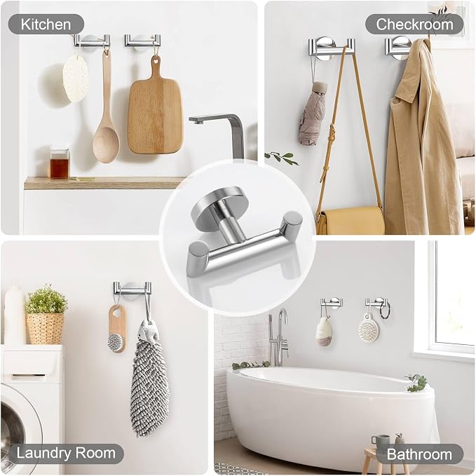 TNOMS 5-Piece Towel Bar Set Polished Chrome Bathroom Hardware Set Upgraded - Image 5