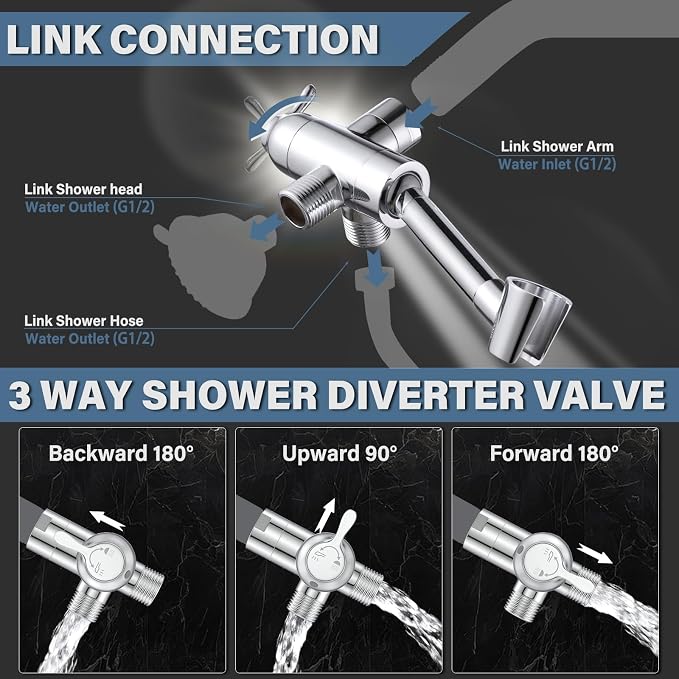 YDmeet All Metal Shower Diverter Valve - Image 2