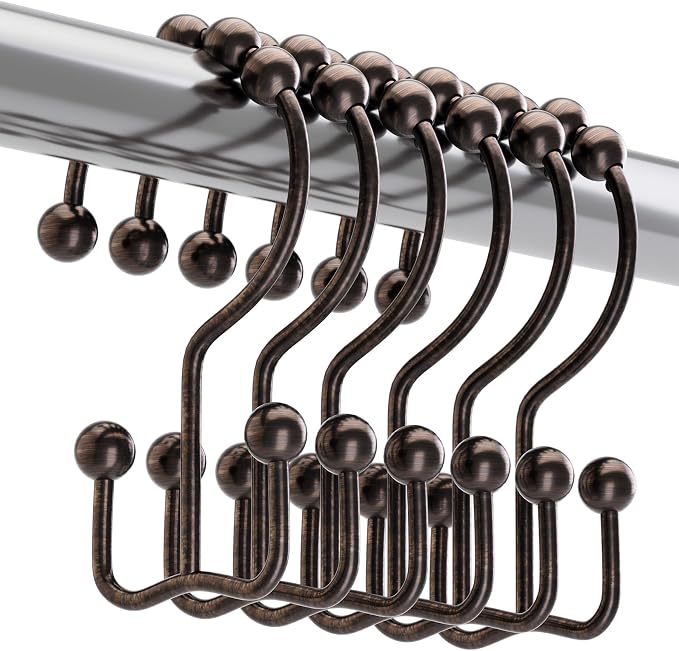 Titanker Shower Curtain Hooks Rings, Rust-Resistant Metal Double Glide Shower by Titanker