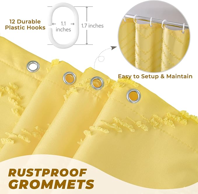 84inches Extra Long Yellow Shower Curtain Boho Farmhouse Shower Curtain 72 x 84 - Image 5