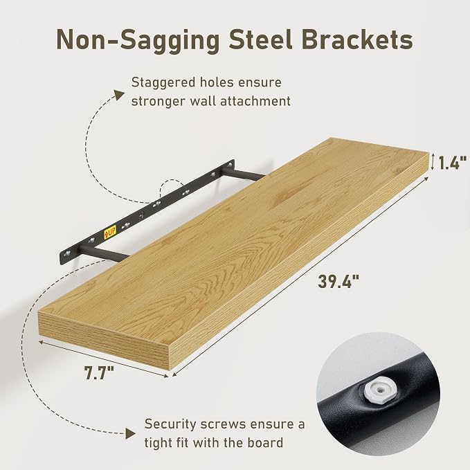 Floating Shelves Wall Shelf 40 Inch, 8 Inch Deep Floating Shelf - Image 3