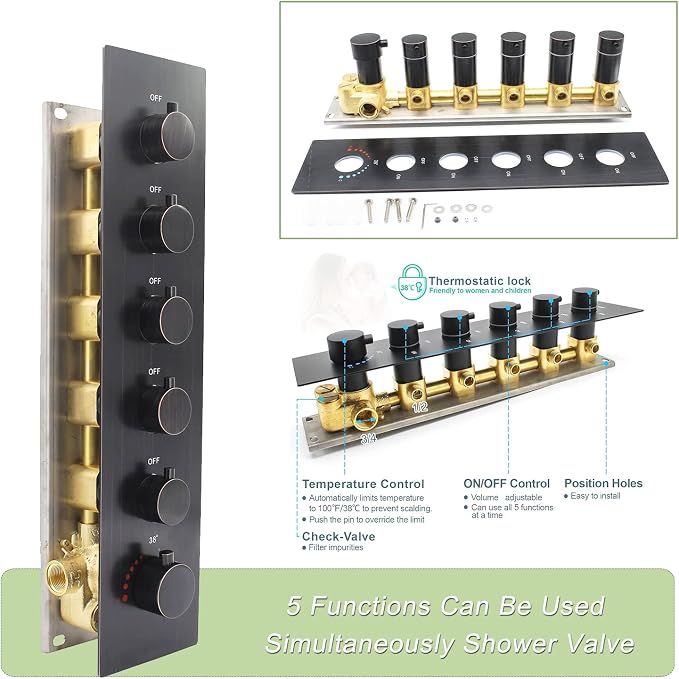 Thermostatic Shower System Oil Rubbed Bronze Rain Shower System - Image 3