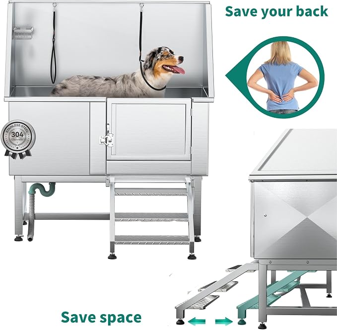 YITAHOME Professional Dog Bathtub 50in, Stainless Steel 304 Dog Bathing Station - Image 4