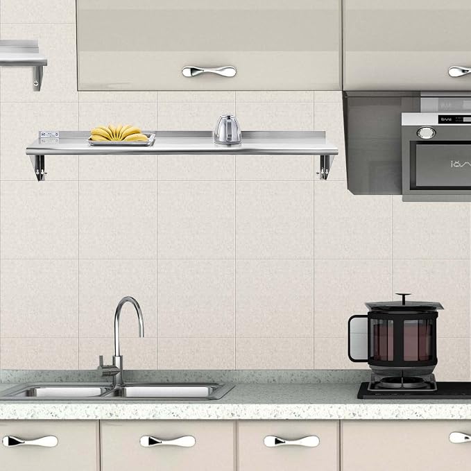 Hally Stainless Steel Shelf 12 x 72 Inches 345 lb, NSF Commercial Wall Mount - Image 5