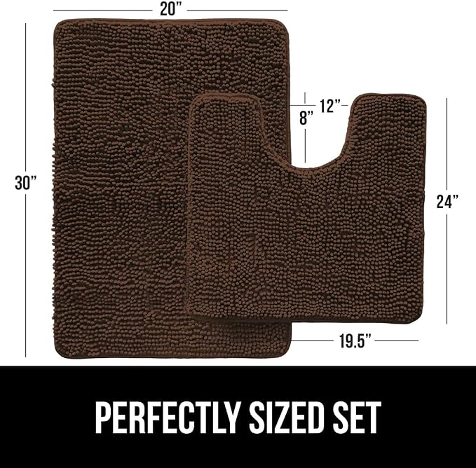 GORILLA GRIP Bathroom Rug Sets, Soft Chenille 2 Piece Area Rugs Set, Toilet - Image 2