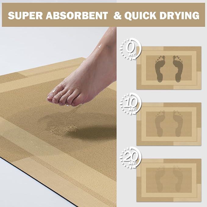 Non Slip Long Bathroom Runner Rug Bath Mat, Rubber Backing Ultra Thin Bathroom - Image 5