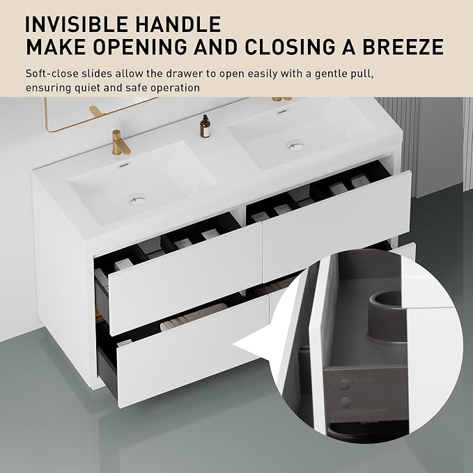60 Inch Bathroom Vanity with Sink, Double Sink Bathroom Vanity, Freestanding - Image 7