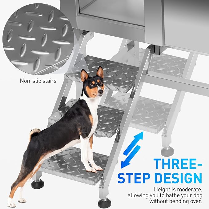 38'' Large Dog Bathtub Stainless Steel, Dog Washing Station, Pet Bathing - Image 4