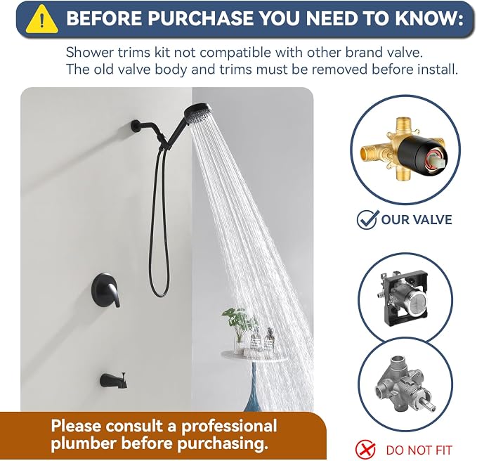 Shower Faucet Set with Tub Spout Tub and Shower Faucet Set Complete with - Image 2