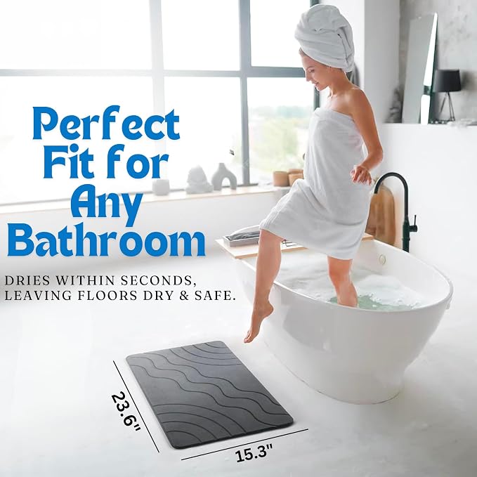 Stone Bath Mat – Quick Drying Diatomaceous Earth Bath Mat, Super Absorbent - Image 5