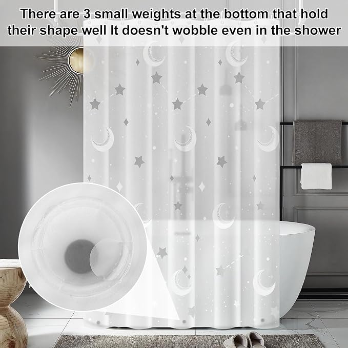 PEVA Shower Curtain, 72 x 72 Water Repellent Premium Bathroom Shower Curtain - Image 6