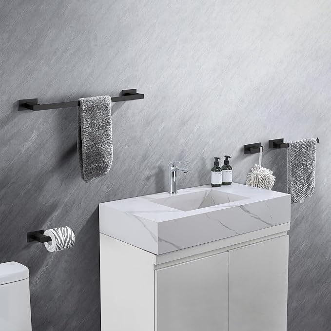 4-Pieces Bathroom Hardware Accessories Set, Towel Rack Towel Bar Toilet Paper - Image 6