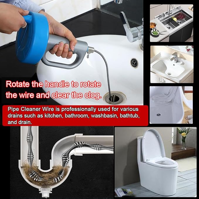 Drain Clog Remover＆Drain Auger 32 FT＆Drain Snake Hair Remover, Toilet Plumbing - Image 8
