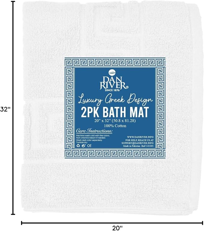 DAN RIVER Greek Cotton Bath Mats Set of 2 – Not a Bathroom Rug, Ultra Soft - Image 8