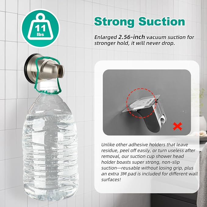 Hibbent Vacuum Suction Cup Shower Head Holder, Removable Shower Head Bracket - Image 5