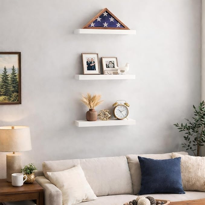 BAYKA White Floating Shelves for Wall – Rustic Wood Wall Shelves - Image 4