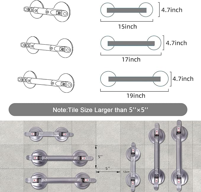 19inch Shower Suction Grab Bar, Portable Shower Handle Bar Suction Grip Bar - Image 3