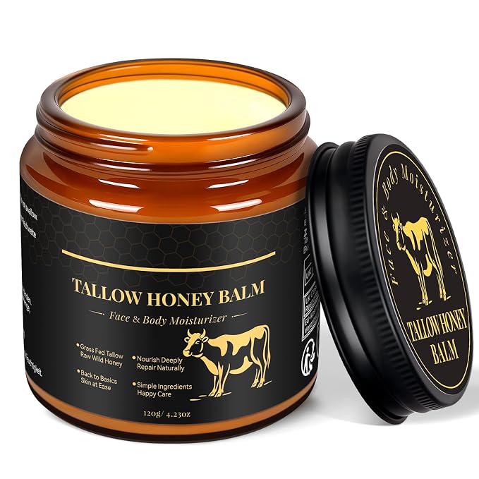 Beef Tallow for Skin, Tallow and Honey Balm for Face, Grass Fed Beef Tallow for by Unknown