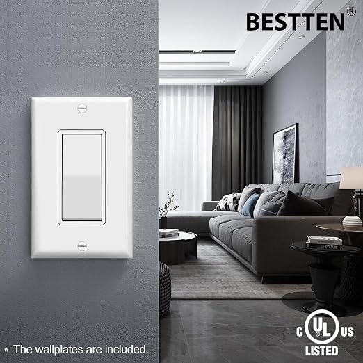 BESTTEN 100 Pack Single Pole Decorator Wall Light Switch - Image 2