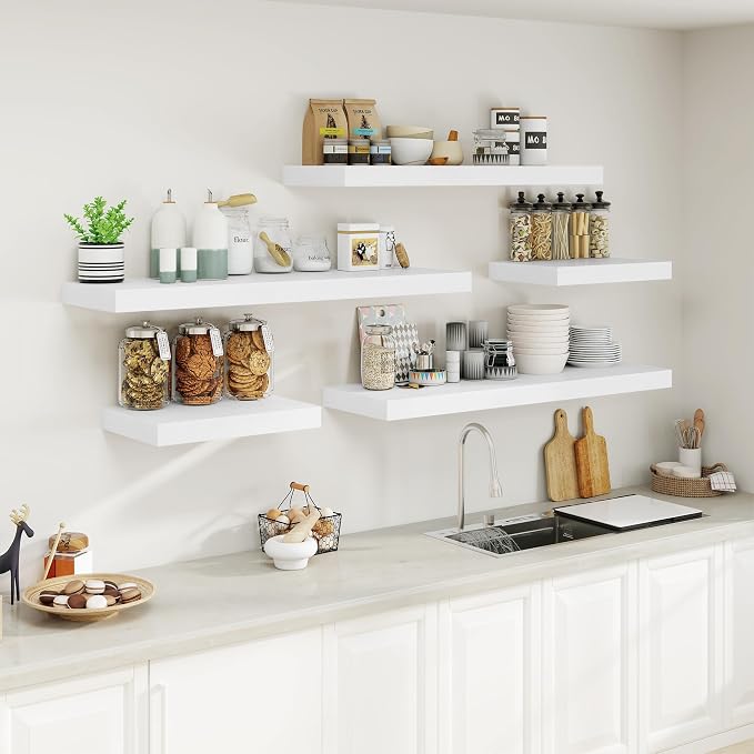 Heimlove White Bathroom Shelves Floating Shelves - Image 7