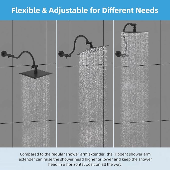 Hibbent All Metal Upgraded 18'' Shower Head Extension Arm, Shower Arm - Image 6
