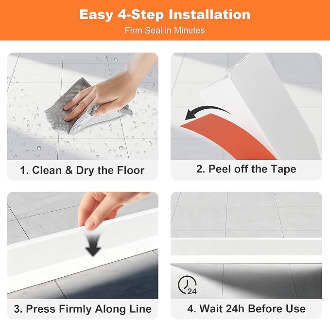 3.8'' High Shower Threshold Water Dam Collapsible 70IN Shower Water Splash Guard - Image 7