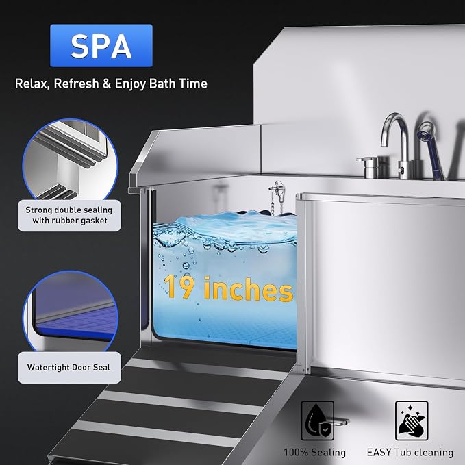 Dog Washing Station – 50 inch Professional 304 Stainless Steel Grooming Tub - Image 2