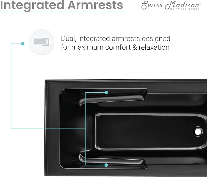 Voltaire 60 in. x 32 in. Acrylic Matte Black, Skirted Alcove, Right-Hand Drain - Image 8
