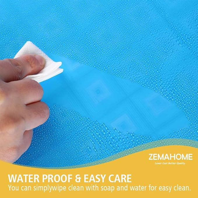 ZEMAHOMEEVA 3D Blue Geometric Plastic Shower Curtain Liner - Image 5