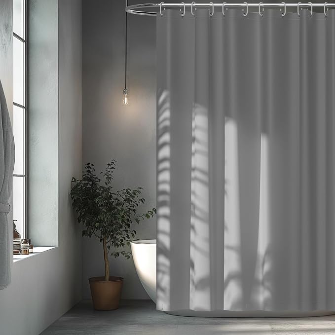 72 x 78 inch Extra Long Waterproof Fabric Shower Curtain Liner, Light Grey by Seenus